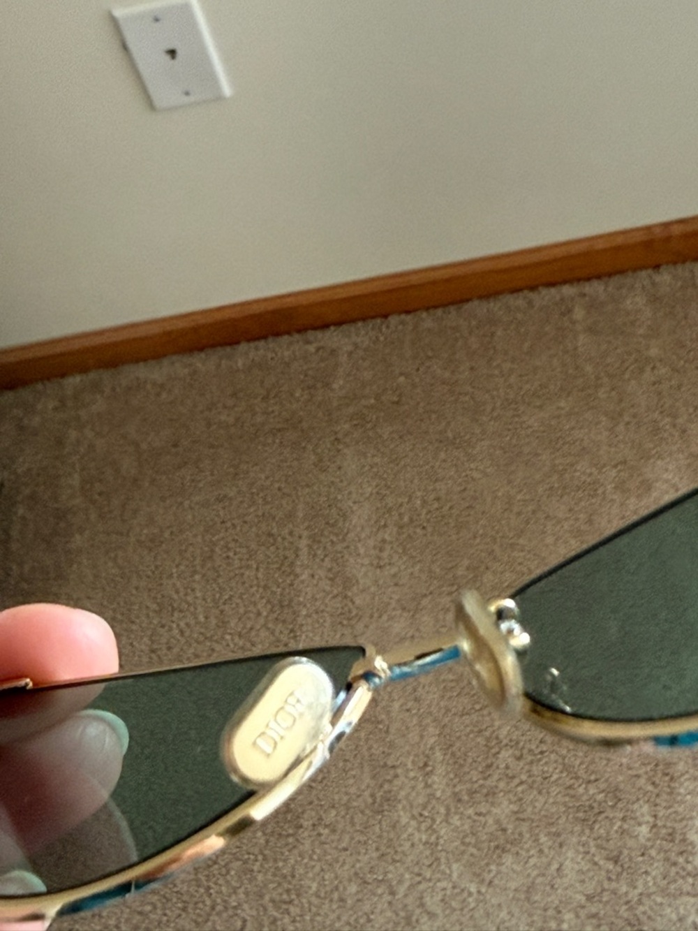 Dior Gold Frame Cat-Eye Sunglasses with Green Lenses - Picture 7 of 12